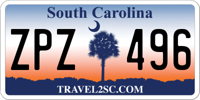 SC license plate ZPZ496
