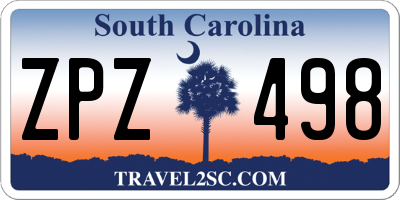 SC license plate ZPZ498