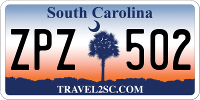 SC license plate ZPZ502