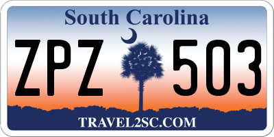 SC license plate ZPZ503