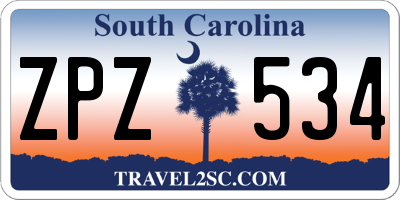 SC license plate ZPZ534