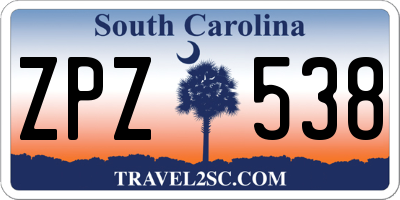 SC license plate ZPZ538