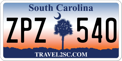 SC license plate ZPZ540