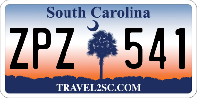 SC license plate ZPZ541