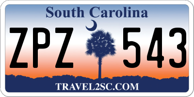 SC license plate ZPZ543