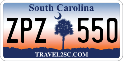 SC license plate ZPZ550