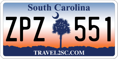 SC license plate ZPZ551