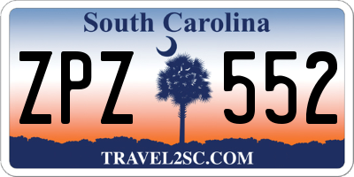 SC license plate ZPZ552