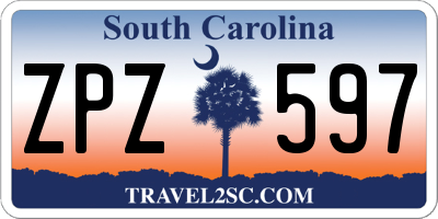 SC license plate ZPZ597