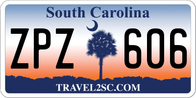 SC license plate ZPZ606