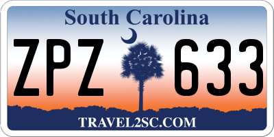 SC license plate ZPZ633