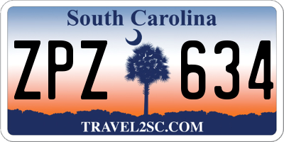 SC license plate ZPZ634