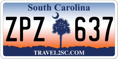 SC license plate ZPZ637