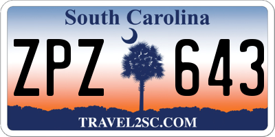 SC license plate ZPZ643