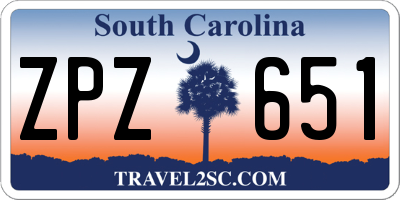 SC license plate ZPZ651