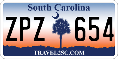 SC license plate ZPZ654