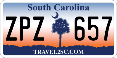 SC license plate ZPZ657