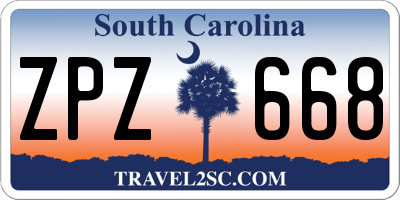 SC license plate ZPZ668