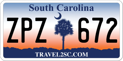 SC license plate ZPZ672