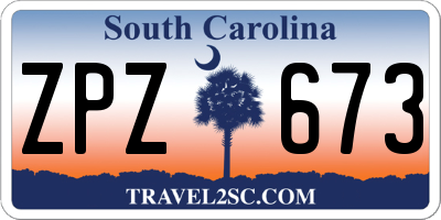 SC license plate ZPZ673