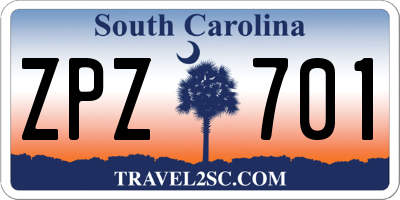 SC license plate ZPZ701