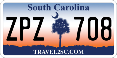 SC license plate ZPZ708