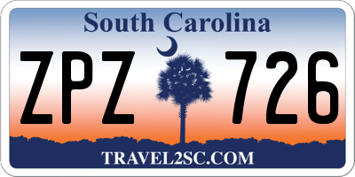 SC license plate ZPZ726
