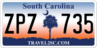 SC license plate ZPZ735