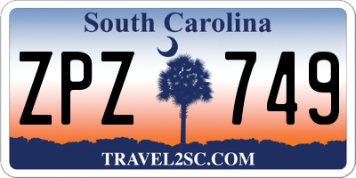SC license plate ZPZ749
