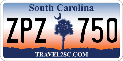 SC license plate ZPZ750