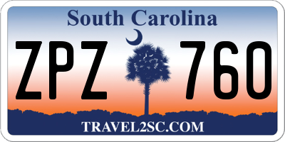 SC license plate ZPZ760