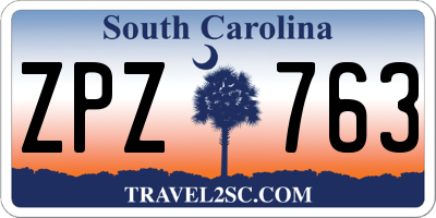SC license plate ZPZ763