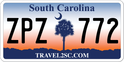 SC license plate ZPZ772