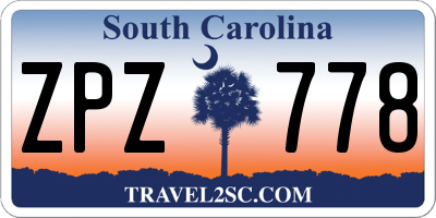 SC license plate ZPZ778