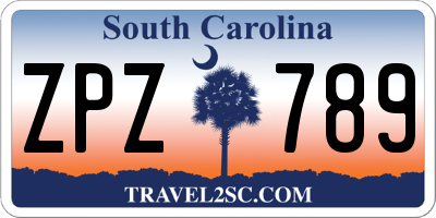SC license plate ZPZ789