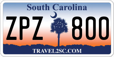 SC license plate ZPZ800