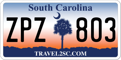 SC license plate ZPZ803