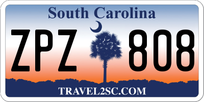 SC license plate ZPZ808