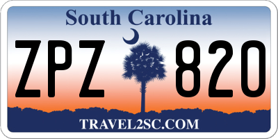 SC license plate ZPZ820