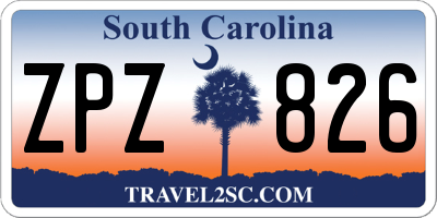 SC license plate ZPZ826