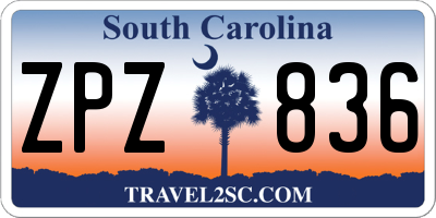 SC license plate ZPZ836