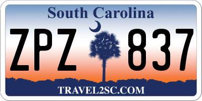 SC license plate ZPZ837