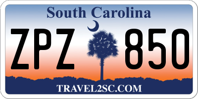 SC license plate ZPZ850