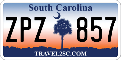 SC license plate ZPZ857