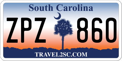 SC license plate ZPZ860