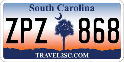 SC license plate ZPZ868