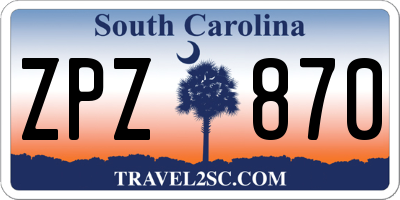 SC license plate ZPZ870