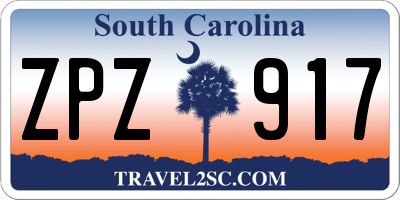 SC license plate ZPZ917