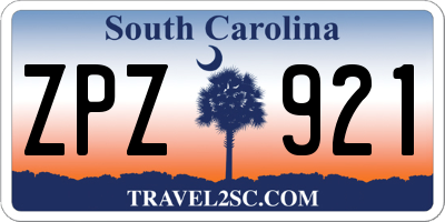 SC license plate ZPZ921