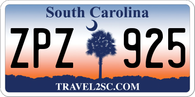 SC license plate ZPZ925